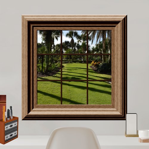 Faux Window Palm Trees Grass Tropics Relaxing View Poster
