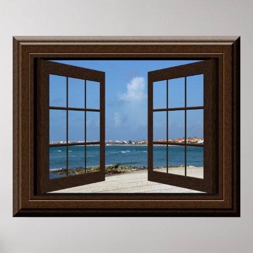 Faux Window Poster Beach Scene Relaxing View | Zazzle.com