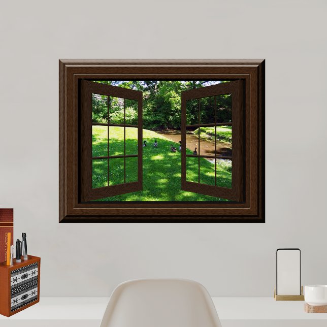 Faux Window Poster Peaceful Green Grass Ducks (Creator Uploaded)