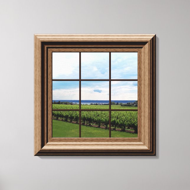 Faux Window Scene Vineyard Peaceful View Canvas Print (Front)