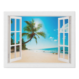 Faux Window Tropical Beach Canvas Print