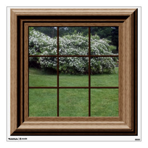 Faux Window View Decal Green Landscape Wall Mural