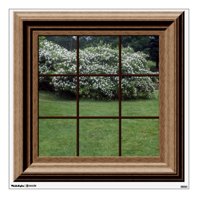 Faux Window View Decal Green Landscape Wall Mural (Front)