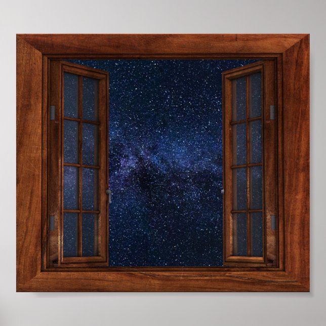 Faux Window View Milky Way Space Stars Fantasy Poster (Front)