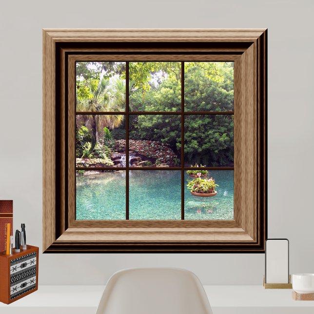 Faux Window View Peaceful Water Garden Zen Poster (Creator Uploaded)