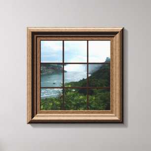 Faux Window View Peaceful Waterfall Niagara Falls Canvas Print
