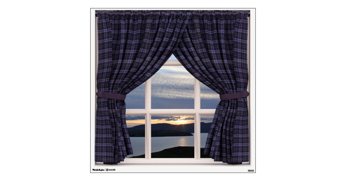 Faux Window With Tartan Ds And Scotland View Wall Decal Zazzle Com