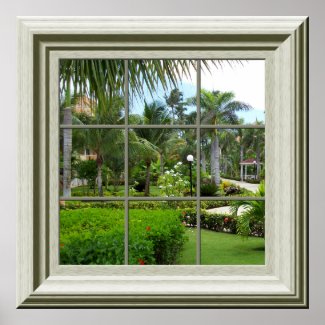 Faux Window Zen Tropical Landscape Relaxing Poster
