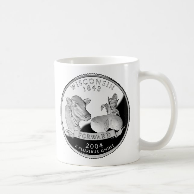Faux Wisconsin State Quarter Cow Cheese Corn Farm Coffee Mug (Right)
