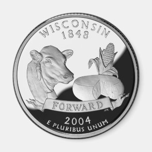 Faux Wisconsin State Quarter Cow Cheese Corn Farm Magnet