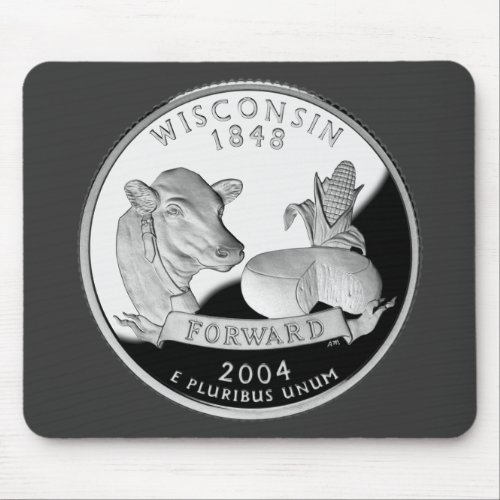 Faux Wisconsin State Quarter Cow Cheese Corn Farm Mouse Pad