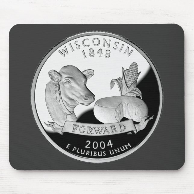 Faux Wisconsin State Quarter Cow Cheese Corn Farm Mouse Pad (Front)