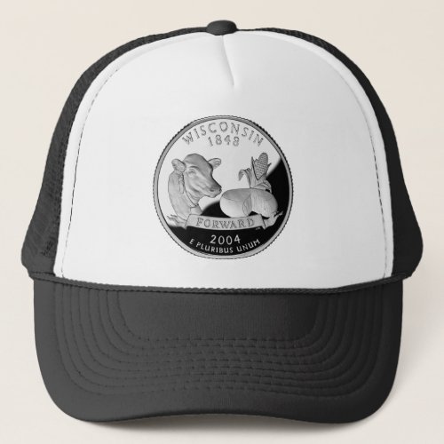 Faux Wisconsin State Quarter Cow Cheese Corn Farm Trucker Hat