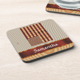 Faux wood American flag Beverage Coaster