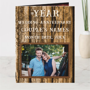 Faux, Wood Anniversary Card, for Him for ANY YEAR Card