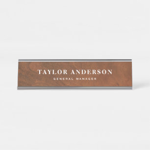 Faux Wood Background Personalized Name Plate