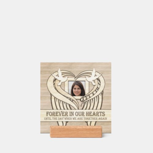 Faux Wood Carving with Heart and Angel Wings Holder
