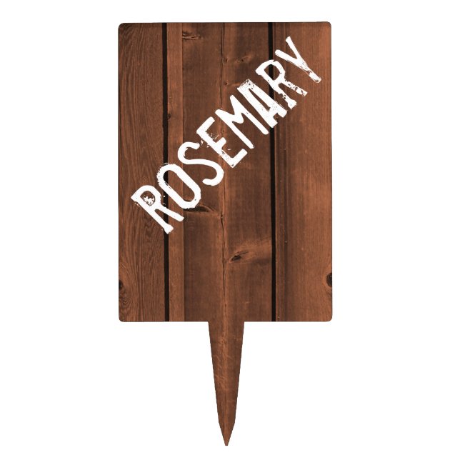 Faux Wood Custom Garden Stakes Cake Topper (Front)