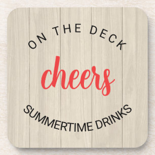 Faux Wood Deck Cheers Beverage Coaster