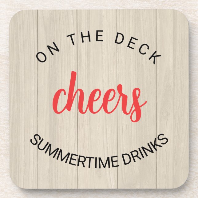 Faux Wood  Deck Cheers Beverage Coaster (Front)