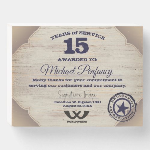 Faux wood employee milestone anniversary award