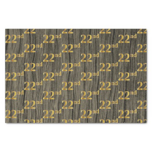 Faux Wood Faux Gold 22nd Twenty_Second Event Tissue Paper