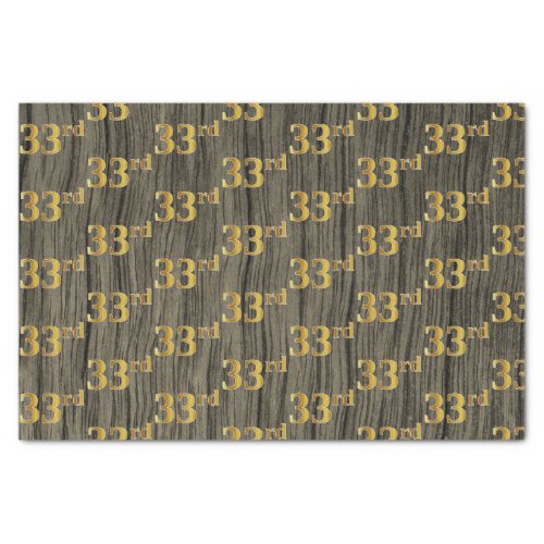 Faux Wood Faux Gold 33rd Thirty_Third Event Tissue Paper