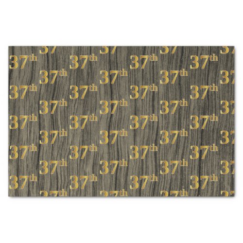 Faux Wood Faux Gold 37th Thirty_Seventh Event Tissue Paper