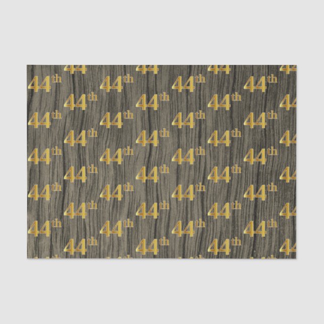 Faux Wood, Faux Gold 44th (Forty-Fourth) Event Tissue Paper (Front)