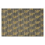 [ Thumbnail: Faux Wood, Faux Gold 50th (Fiftieth) Event Tissue Paper ]