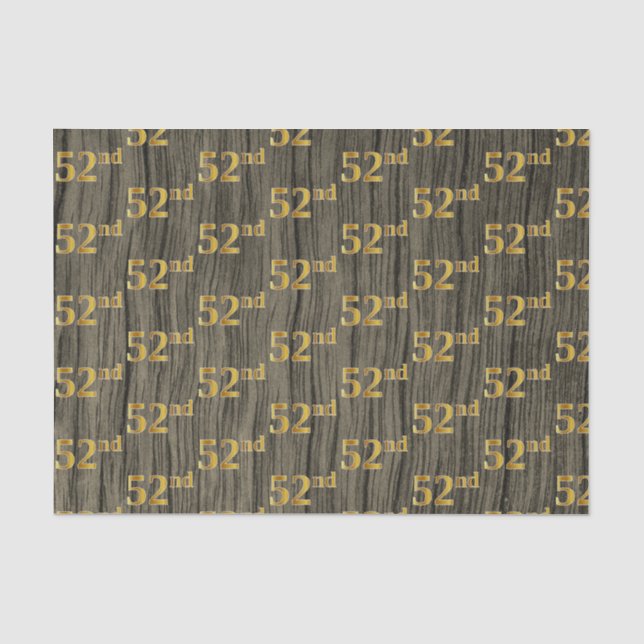 Faux Wood, Faux Gold 52nd (Fifty-Second) Event Tissue Paper (Front)