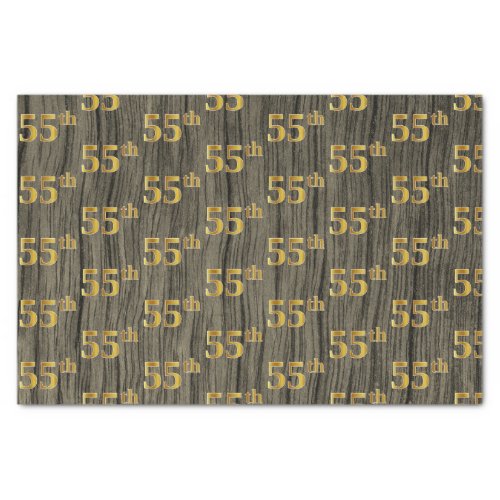 Faux Wood Faux Gold 55th Fifty_Fifth Event Tissue Paper