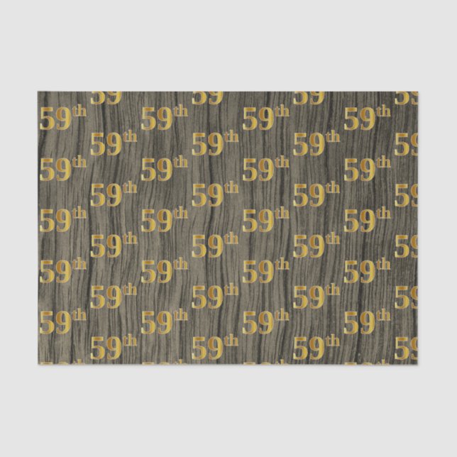 Faux Wood, Faux Gold 59th (Fifty-Ninth) Event Tissue Paper (Front)