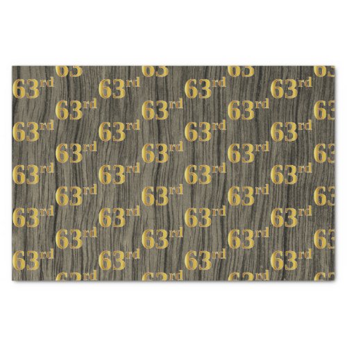 Faux Wood Faux Gold 63rd Sixty_Third Event Tissue Paper