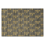 [ Thumbnail: Faux Wood, Faux Gold 75th (Seventy-Fifth) Event Tissue Paper ]