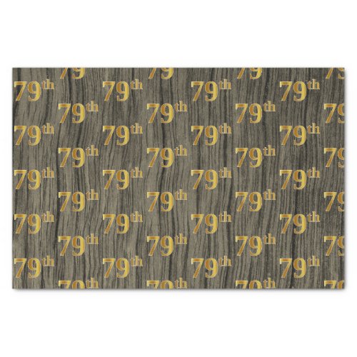 Faux Wood Faux Gold 79th Seventy_Ninth Event Tissue Paper