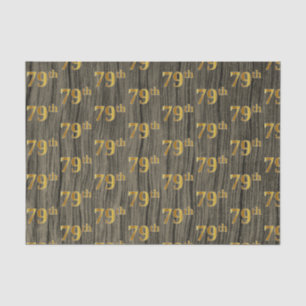Faux Wood, Faux Gold 79th (Seventy-Ninth) Event Tissue Paper