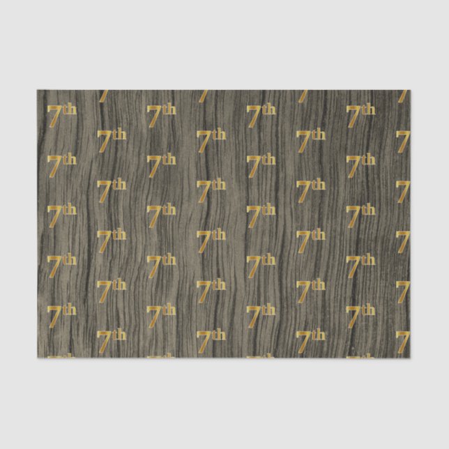 Faux Wood, Faux Gold 7th (Seventh) Event Tissue Paper (Front)