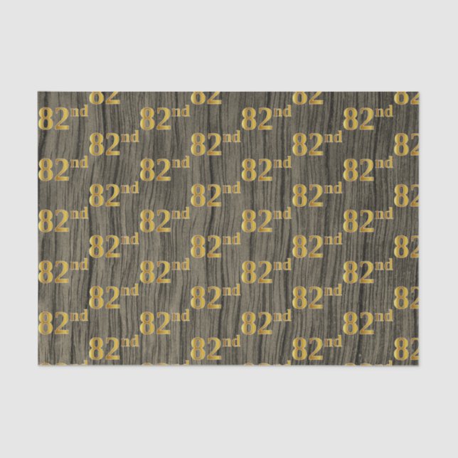 Faux Wood, Faux Gold 82nd (Eighty-Second) Event Tissue Paper (Front)