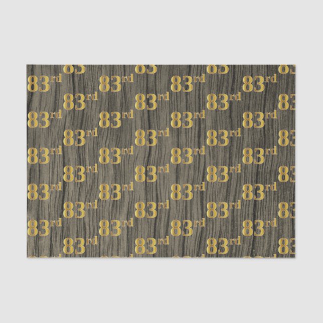 Faux Wood, Faux Gold 83rd (Eighty-Third) Event Tissue Paper (Front)