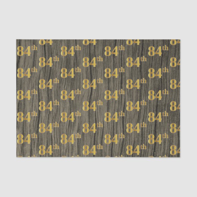 Faux Wood, Faux Gold 84th (Eighty-Fourth) Event Tissue Paper (Front)