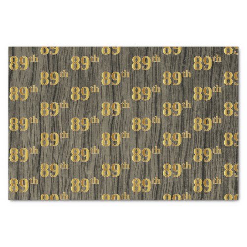 Faux Wood Faux Gold 89th Eighty_Ninth Event Tissue Paper