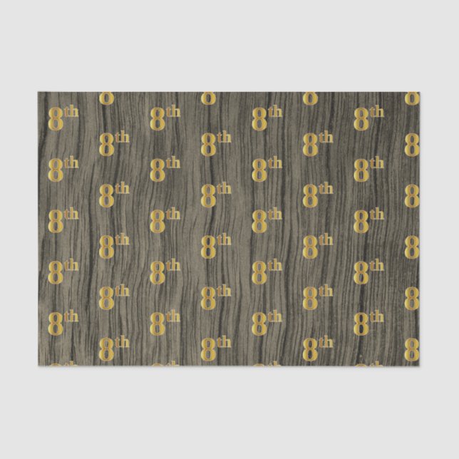 Faux Wood, Faux Gold 8th (Eighth) Event Tissue Paper (Front)