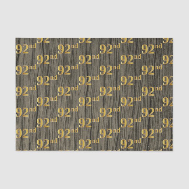 Faux Wood, Faux Gold 92nd (Ninety-Second) Event Tissue Paper (Front)