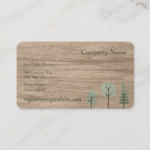Faux Wood Grain Green Dot Trees Business Card