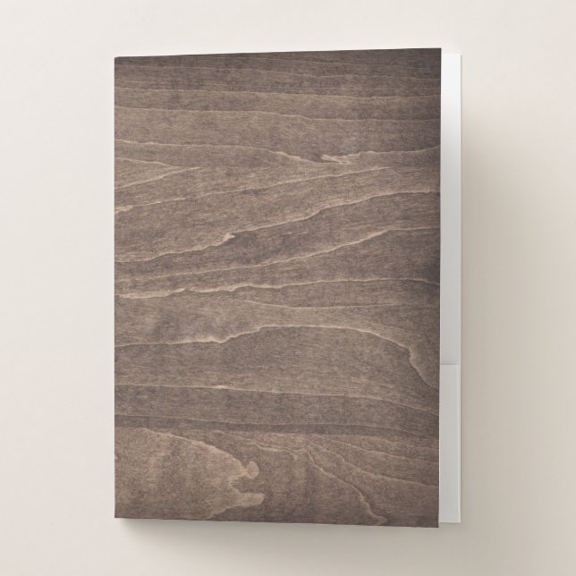Faux Wood Grain Masculine Brown Pocket Folder (Front)