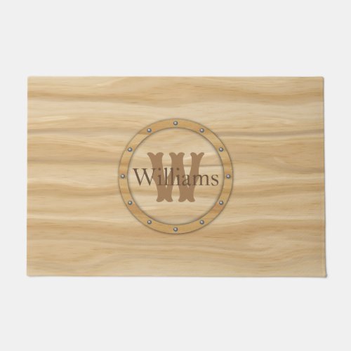 Faux Wood Grain Monogram Doormat
