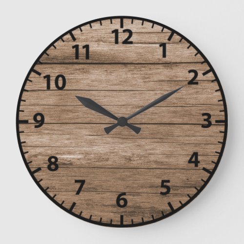 Faux Wood Grain Oak Large Clock