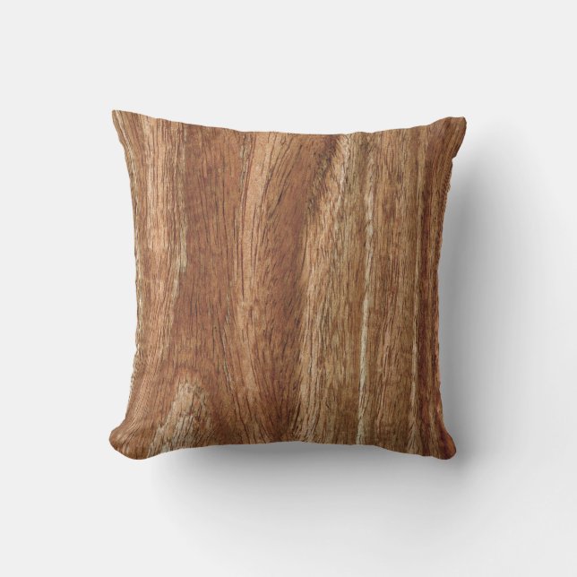 Faux wood grain outdoor throw pillow (Front)