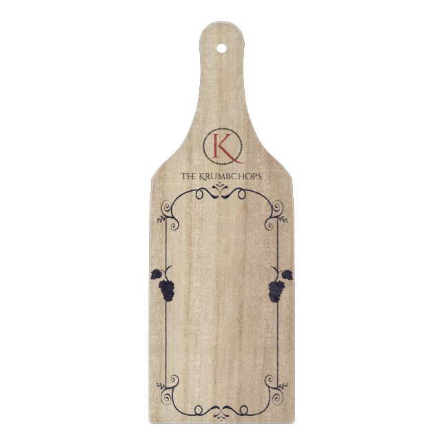 Faux wood grapes monogram mini cheese board (Front)